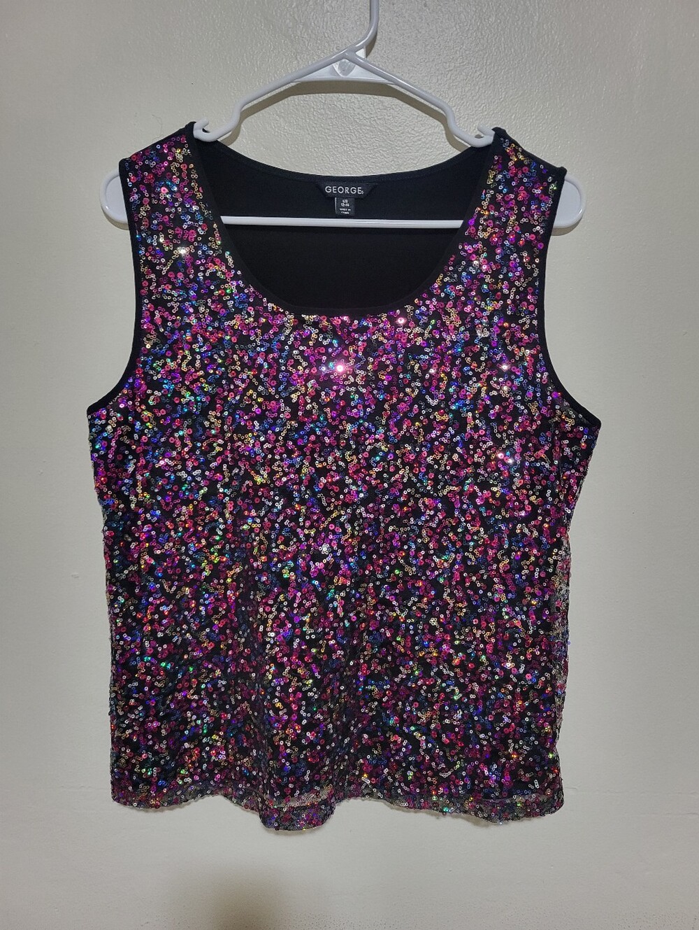 George Sequin Tank Top Multicolor Black Back (Size L)